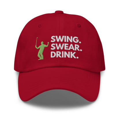 Funny Golfer Gifts  Dad Cap Swing. Swear. Drink Cap
