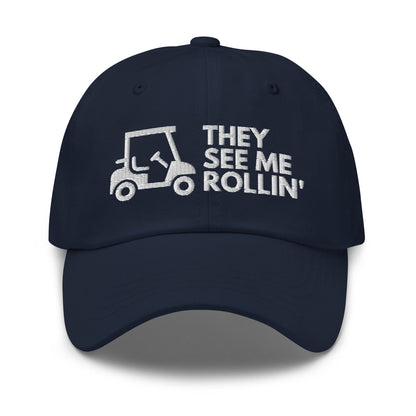 Funny Golfer Gifts  Dad Cap They See Me Rollin Golfcart Hat Cap