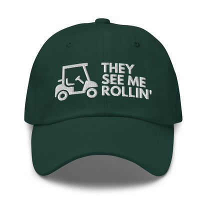 Funny Golfer Gifts  Dad Cap They See Me Rollin Golfcart Hat Cap