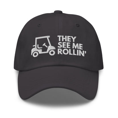 Funny Golfer Gifts  Dad Cap They See Me Rollin Golfcart Hat Cap