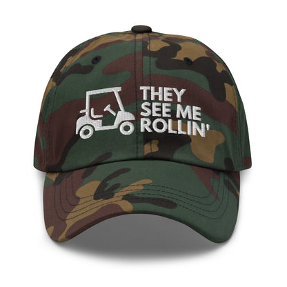 Funny Golfer Gifts  Dad Cap They See Me Rollin Golfcart Hat Cap