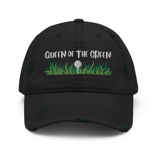 Funny Golfer Gifts  Distressed Cap Black Queen Of The Green Distressed Hat