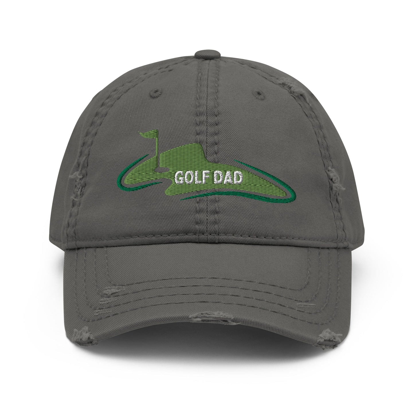 Funny Golfer Gifts  Distressed Cap Charcoal Grey Golf Dad Distressed Hat