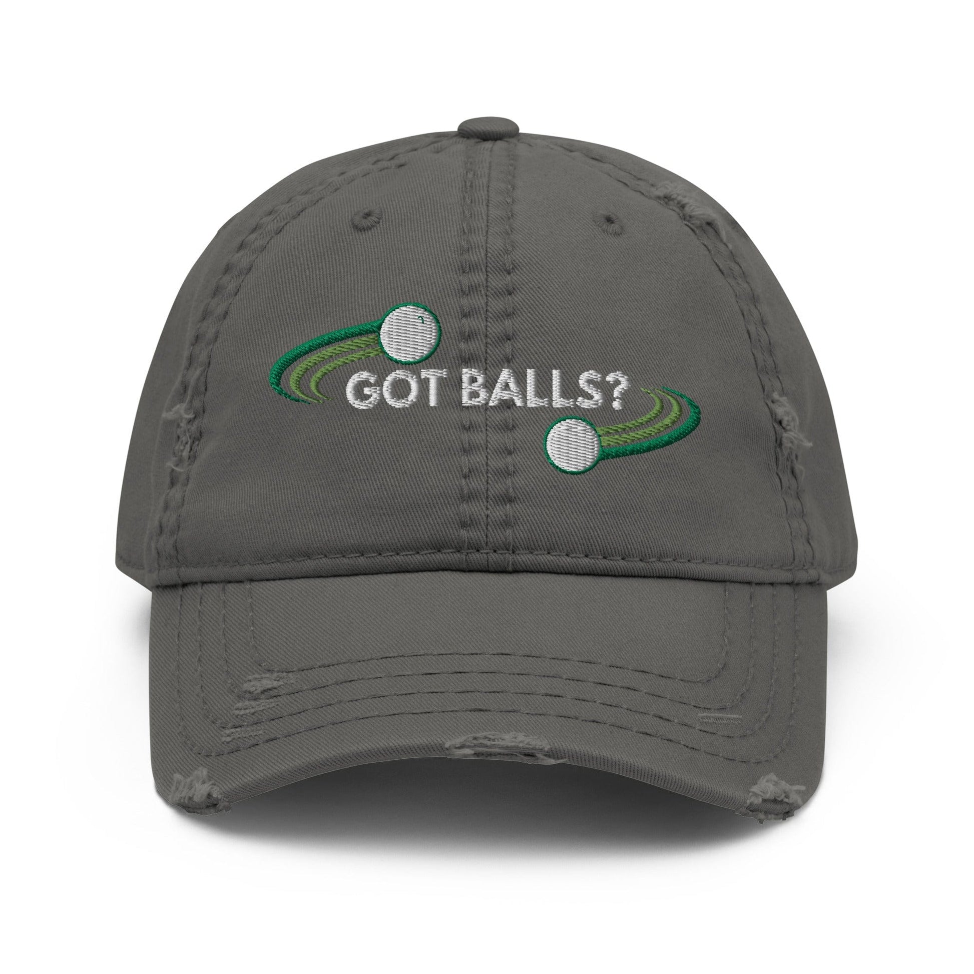 Funny Golfer Gifts  Distressed Cap Charcoal Grey Got Balls Distressed Hat