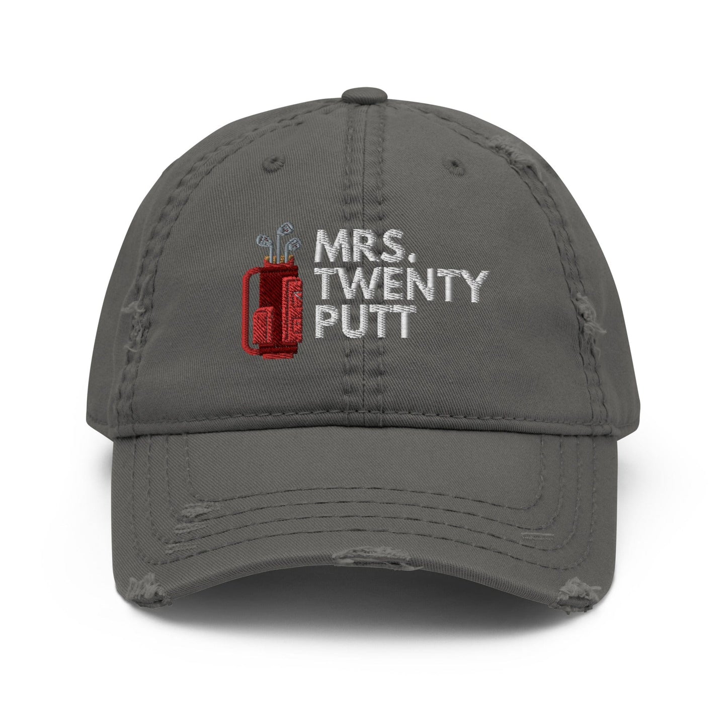 Funny Golfer Gifts  Distressed Cap Charcoal Grey Mrs. Twenty Putt Distressed Hat