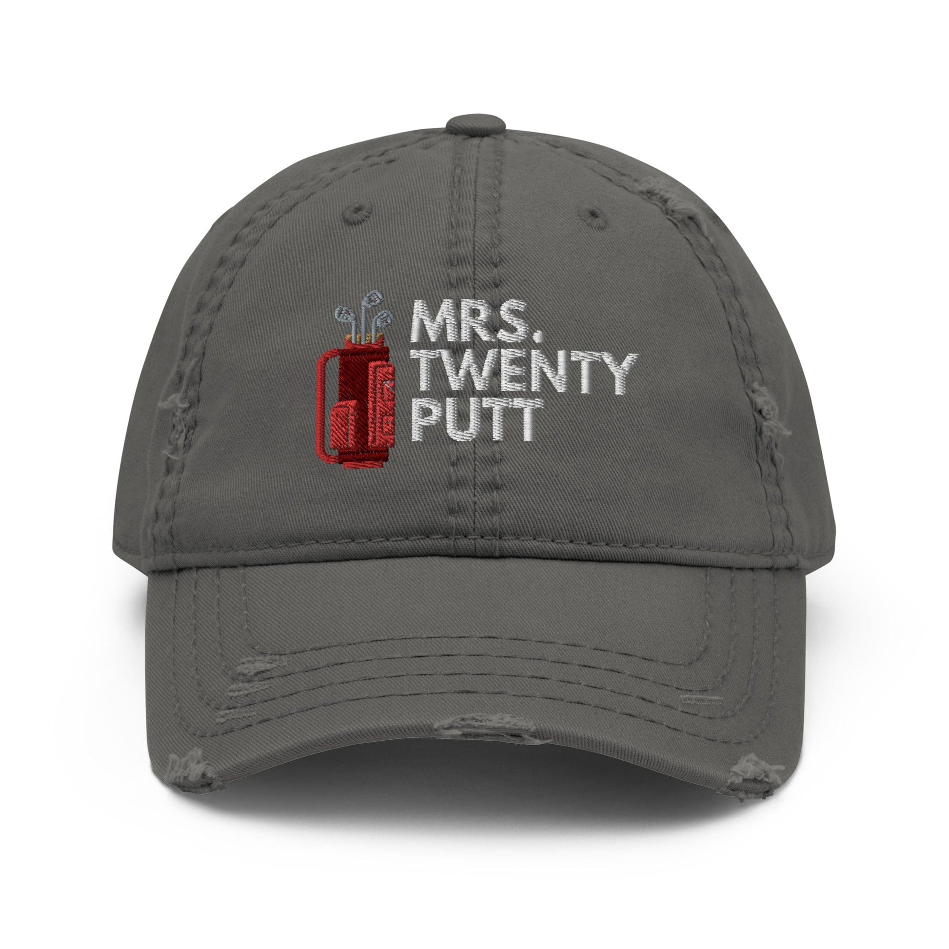 Funny Golfer Gifts  Distressed Cap Charcoal Grey Mrs. Twenty Putt Distressed Hat