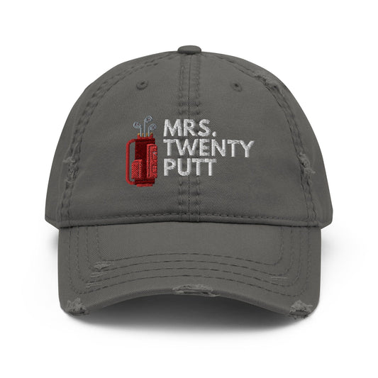 Funny Golfer Gifts  Distressed Cap Charcoal Grey Mrs. Twenty Putt Distressed Hat