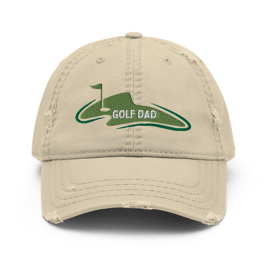 Funny Golfer Gifts  Distressed Cap Khaki Golf Dad Distressed Hat