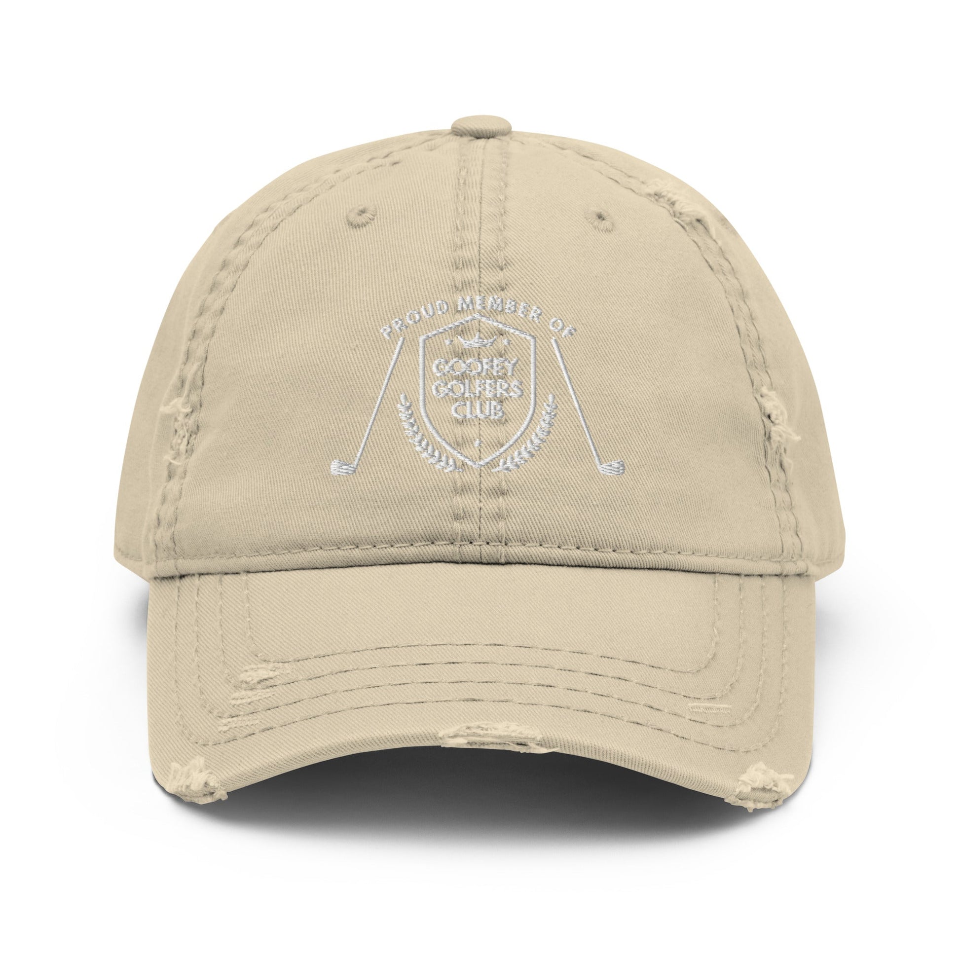 Funny Golfer Gifts  Distressed Cap Khaki Goofey Golfers Club Distressed Hat