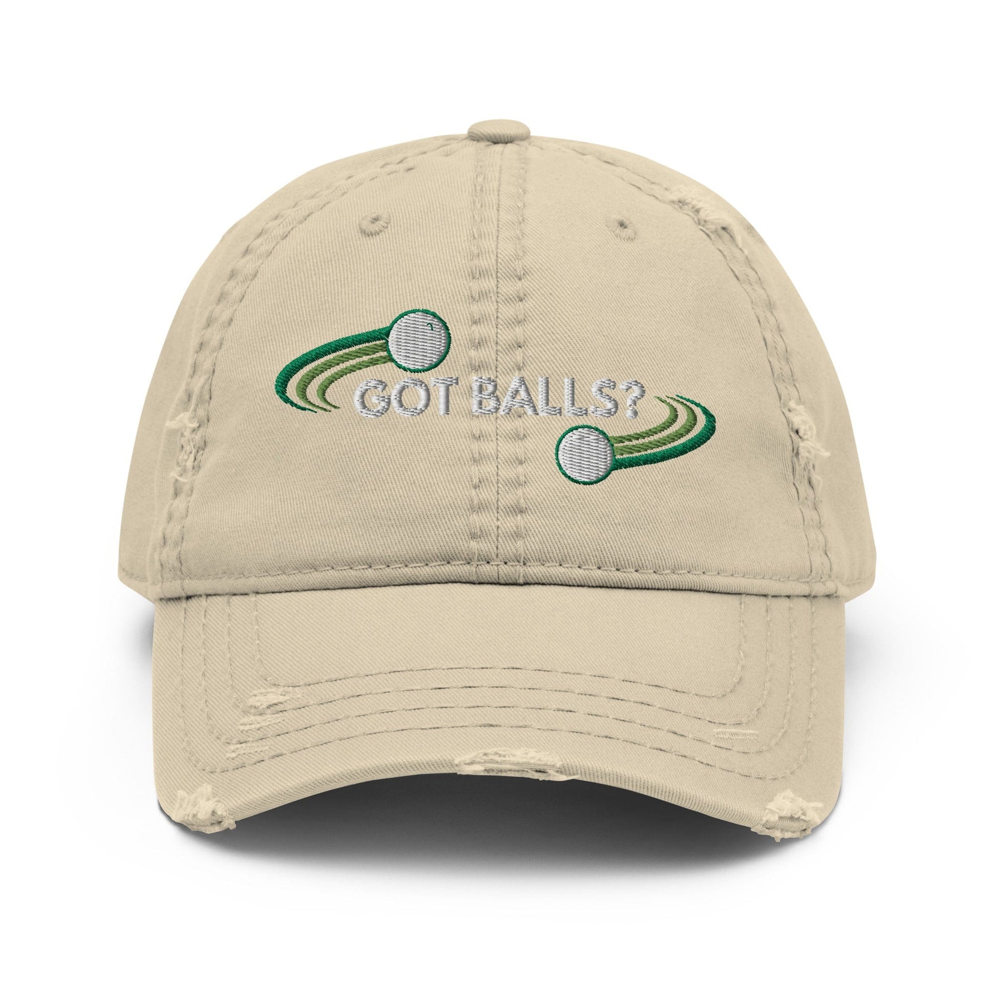 Funny Golfer Gifts  Distressed Cap Khaki Got Balls Distressed Hat