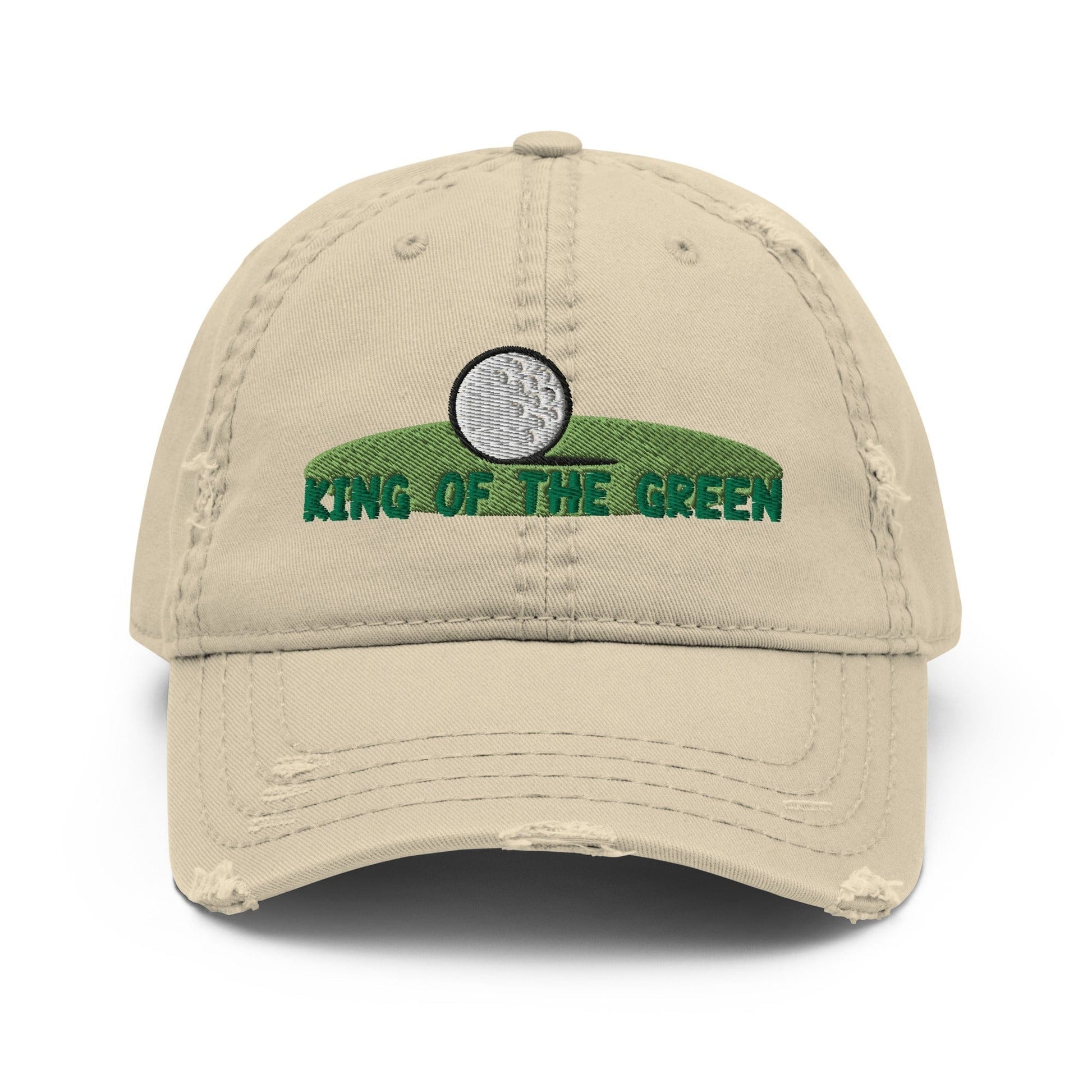 Funny Golfer Gifts  Distressed Cap Khaki King of the Green Distressed Hat