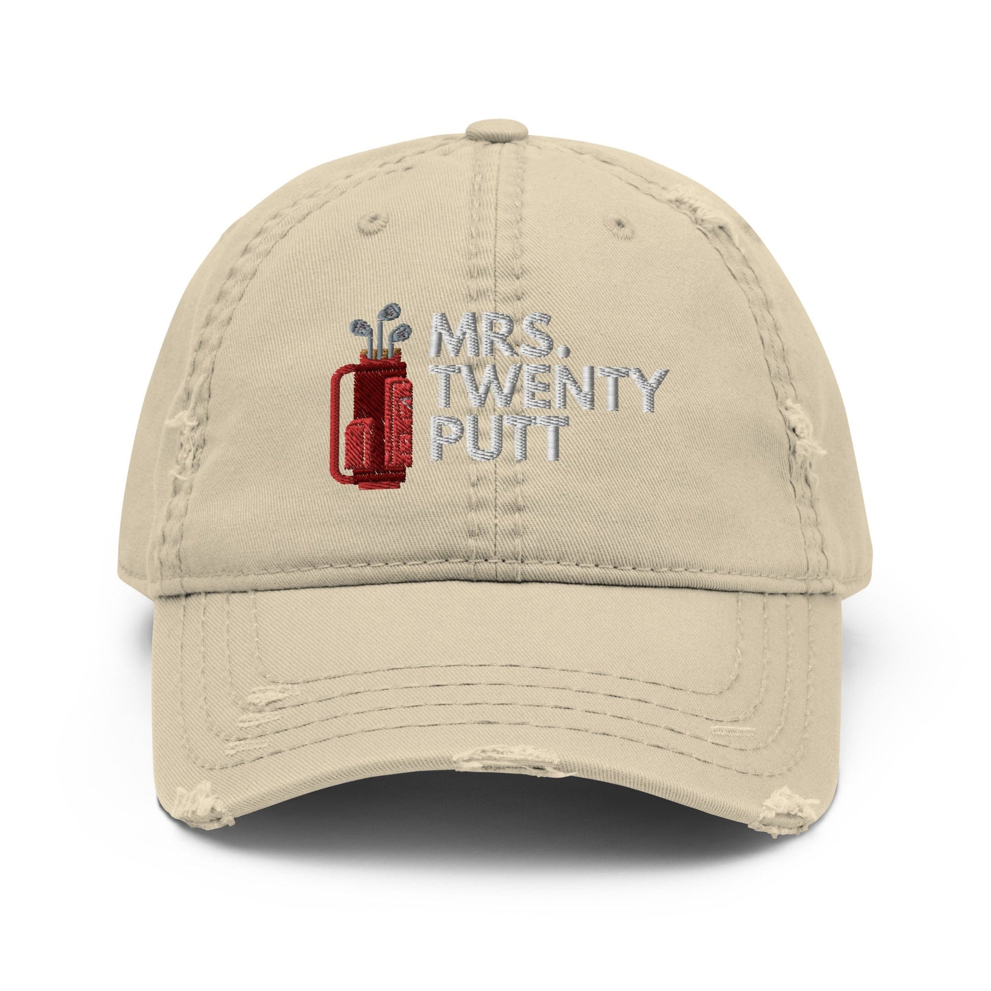Funny Golfer Gifts  Distressed Cap Khaki Mrs. Twenty Putt Distressed Hat