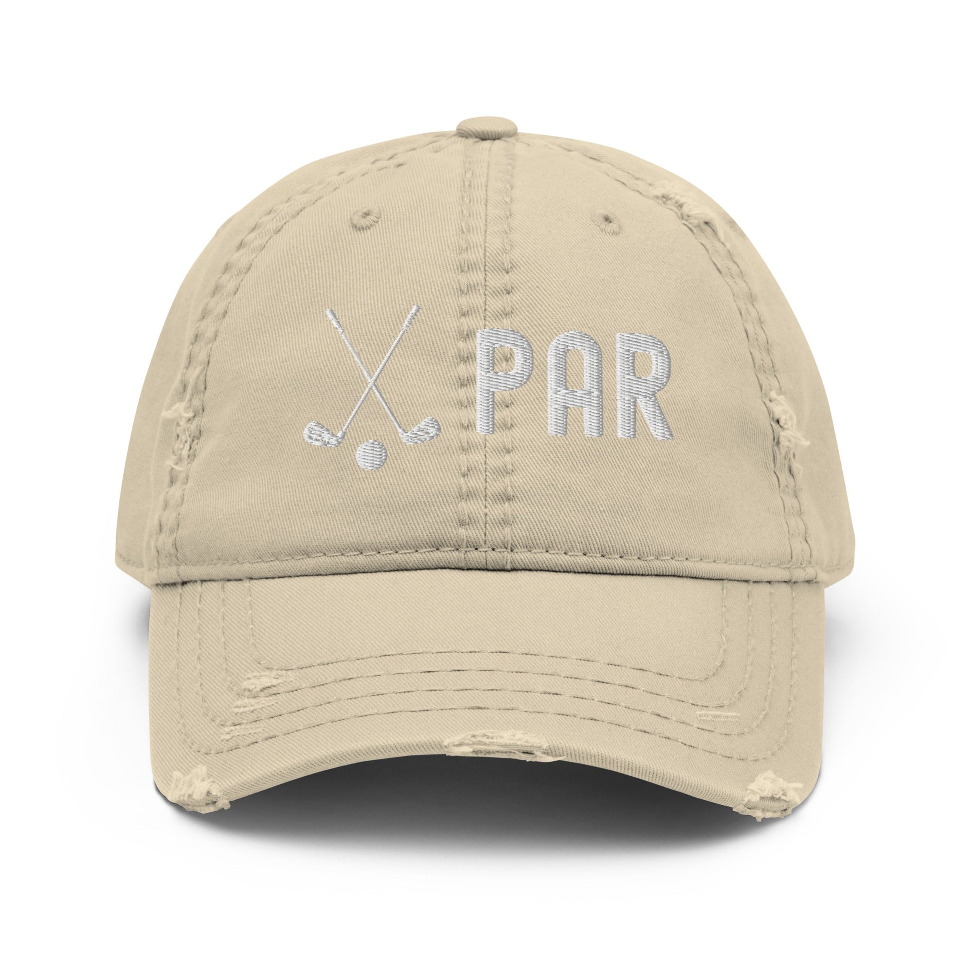 Funny Golfer Gifts  Distressed Cap Khaki Par Golf Club Golfball Hat Distressed Hat