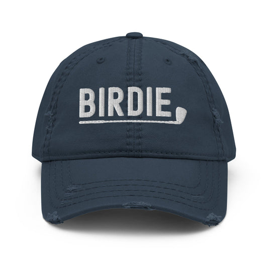 Funny Golfer Gifts  Distressed Cap Navy Birdie Hat Distressed Hat