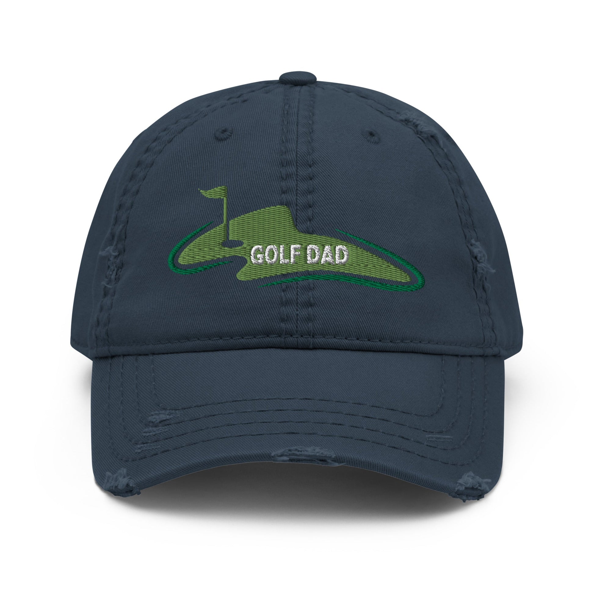 Funny Golfer Gifts  Distressed Cap Navy Golf Dad Distressed Hat