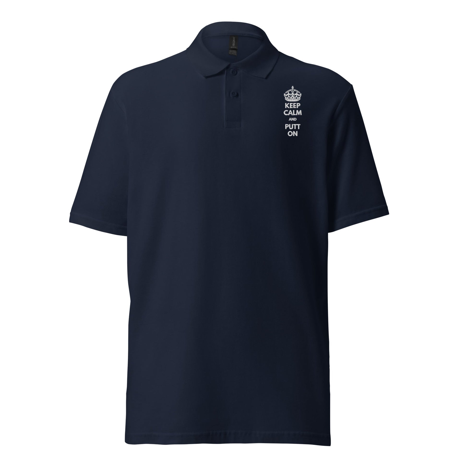 Funny Golfer Gifts  Polo Shirt Navy / S Keep Calm and Putt On Unisex Pique Polo Shirt