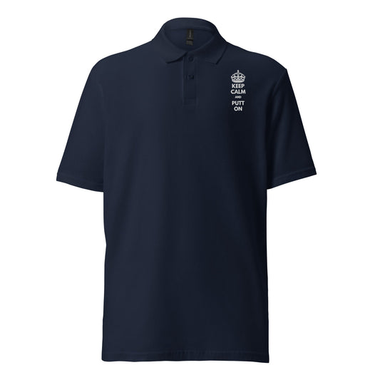 Funny Golfer Gifts  Polo Shirt Navy / S Keep Calm and Putt On Unisex Pique Polo Shirt