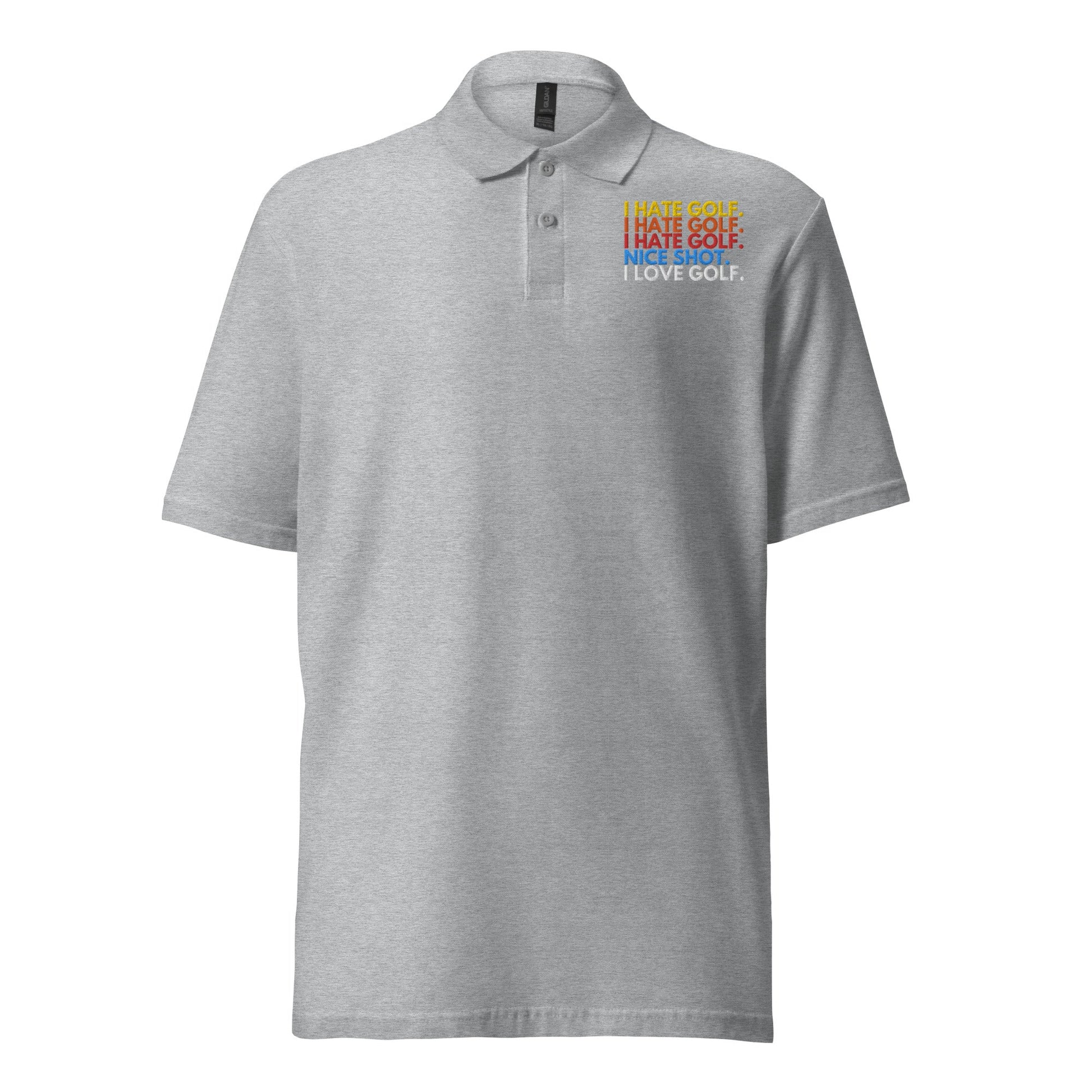 Funny Golfer Gifts  Polo Shirt Sport Grey / S I Hate Golf, Nice Shot, I Love Golf Unisex Pique Polo Shirt