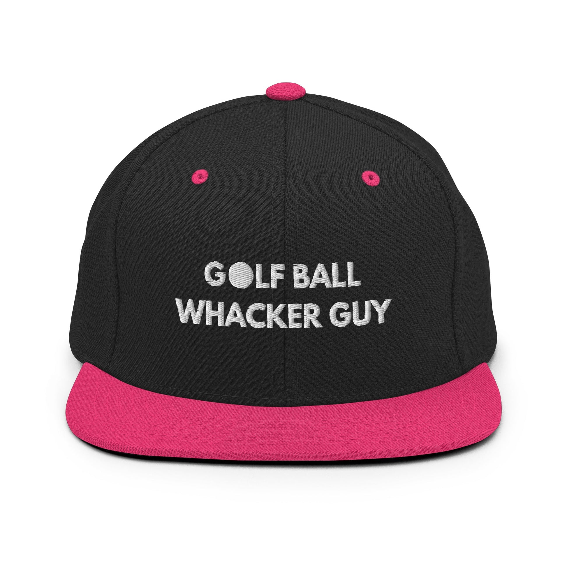 Funny Golfer Gifts  Snapback Hat Black/ Neon Pink Golf Ball Whacker Guy Hat Snapback Hat