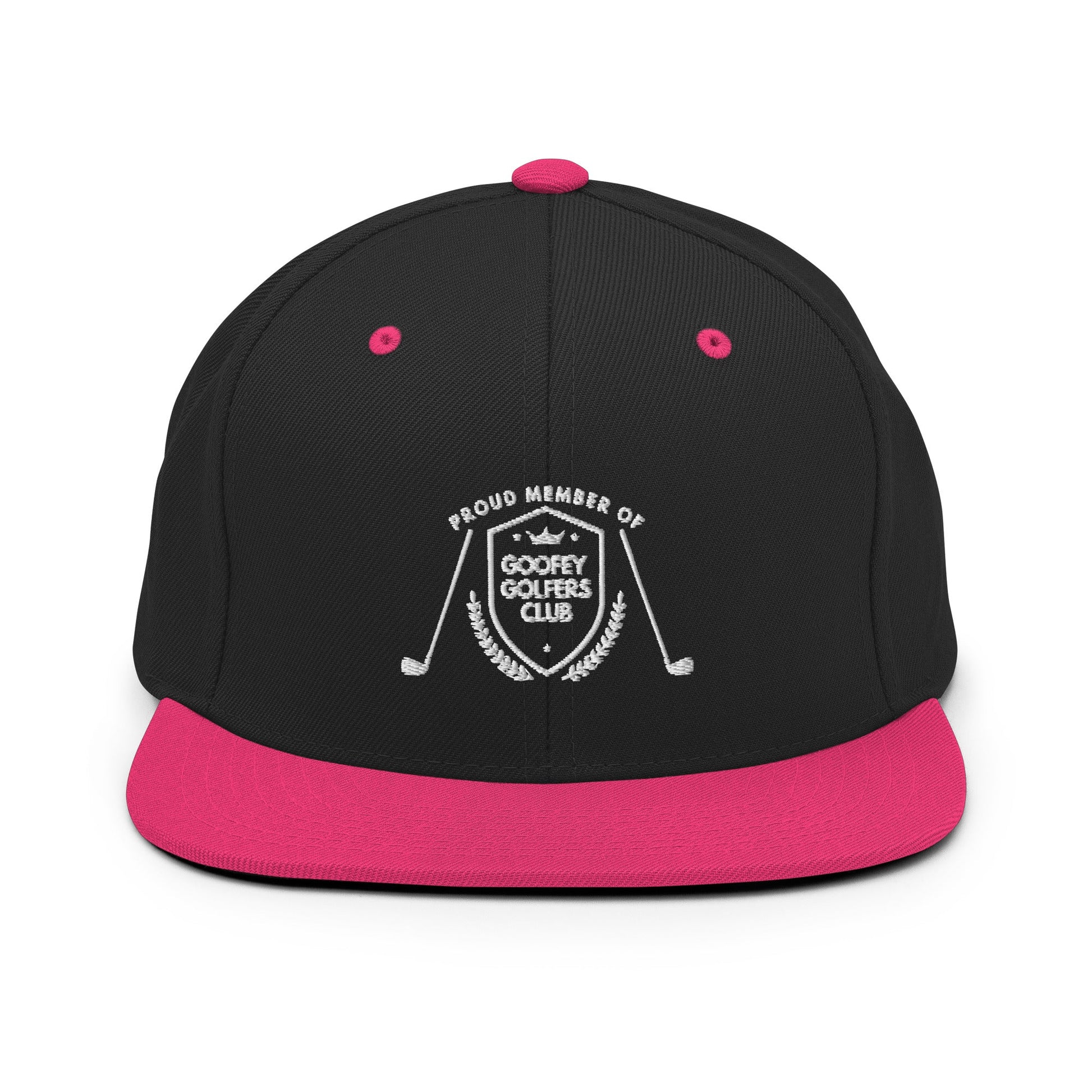Funny Golfer Gifts  Snapback Hat Black/ Neon Pink Goofey Golfers Club Snapback Hat