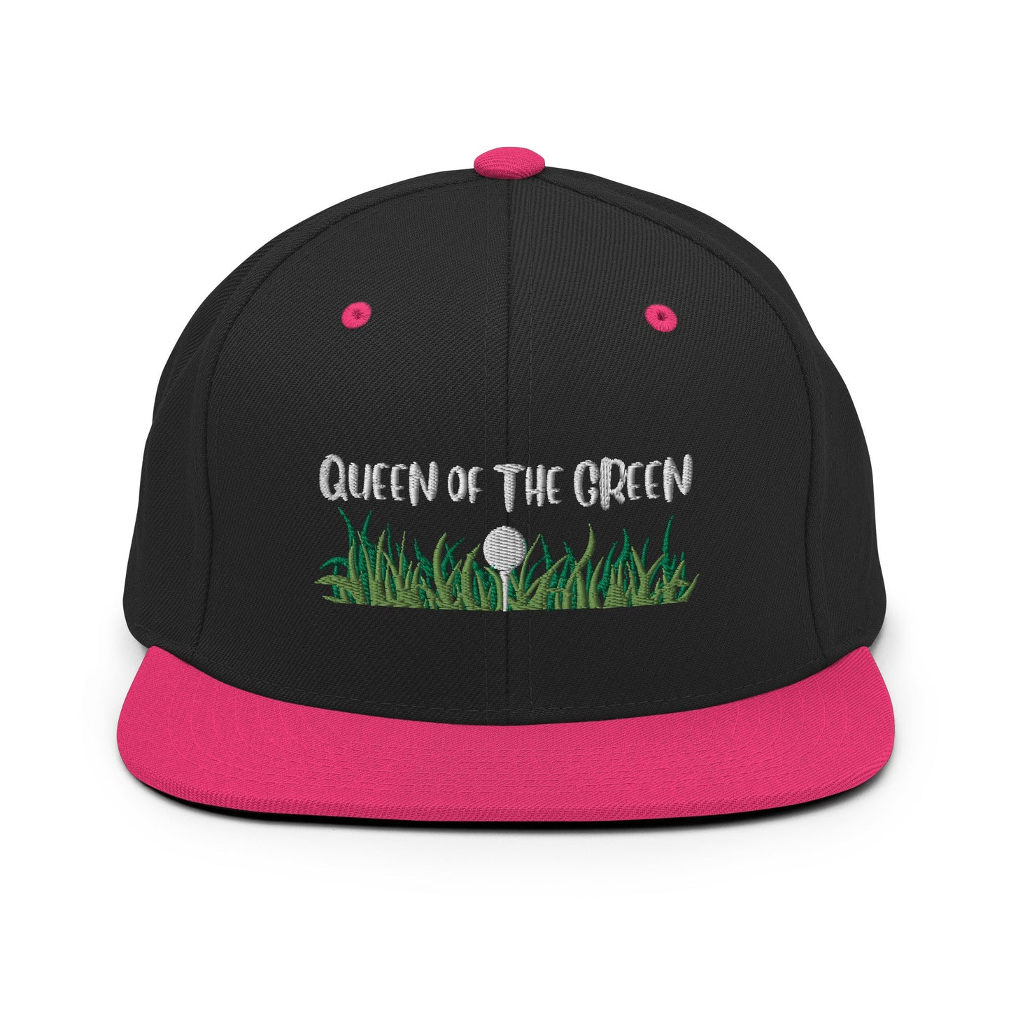 Funny Golfer Gifts  Snapback Hat Black/ Neon Pink Queen Of The Green Snapback Hat