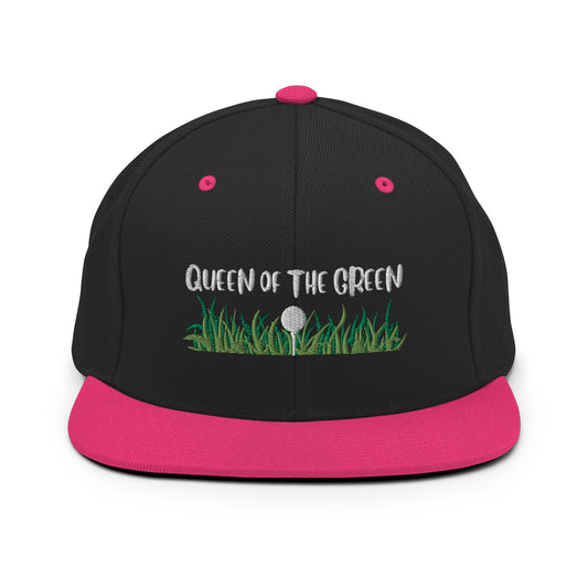 Funny Golfer Gifts  Snapback Hat Black/ Neon Pink Queen Of The Green Snapback Hat