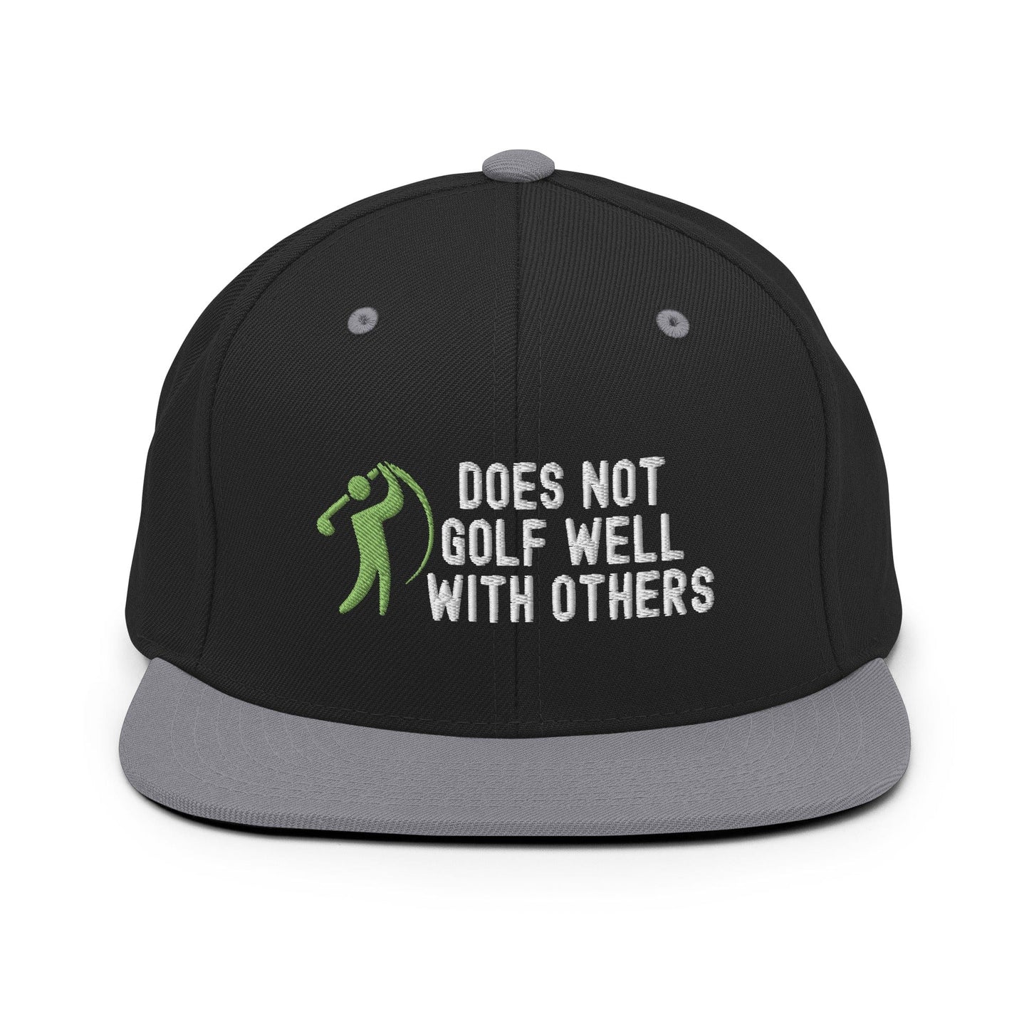 Funny Golfer Gifts  Snapback Hat Black/ Silver Does Not Golf Well With Others Snapback Hat