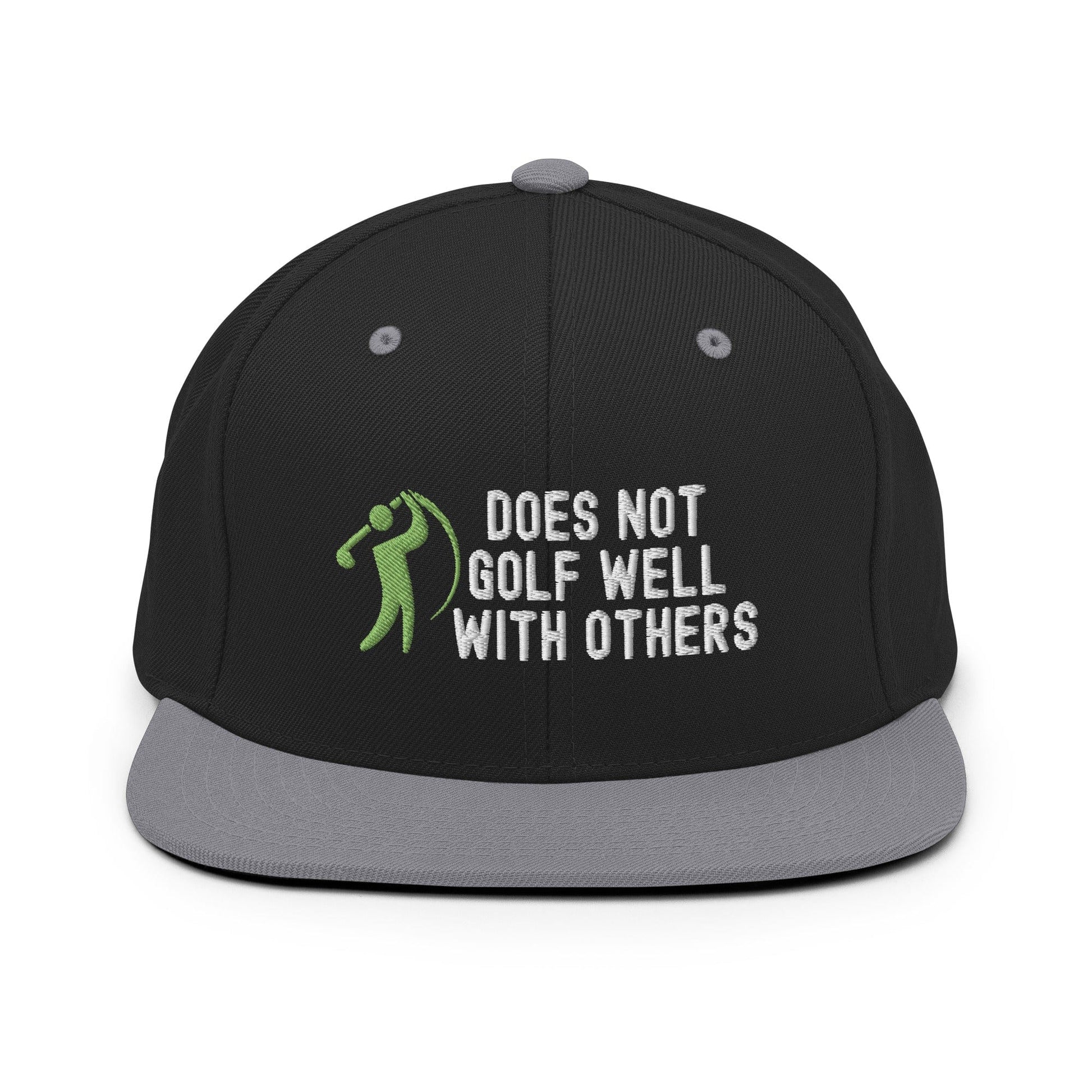 Funny Golfer Gifts  Snapback Hat Black/ Silver Does Not Golf Well With Others Snapback Hat