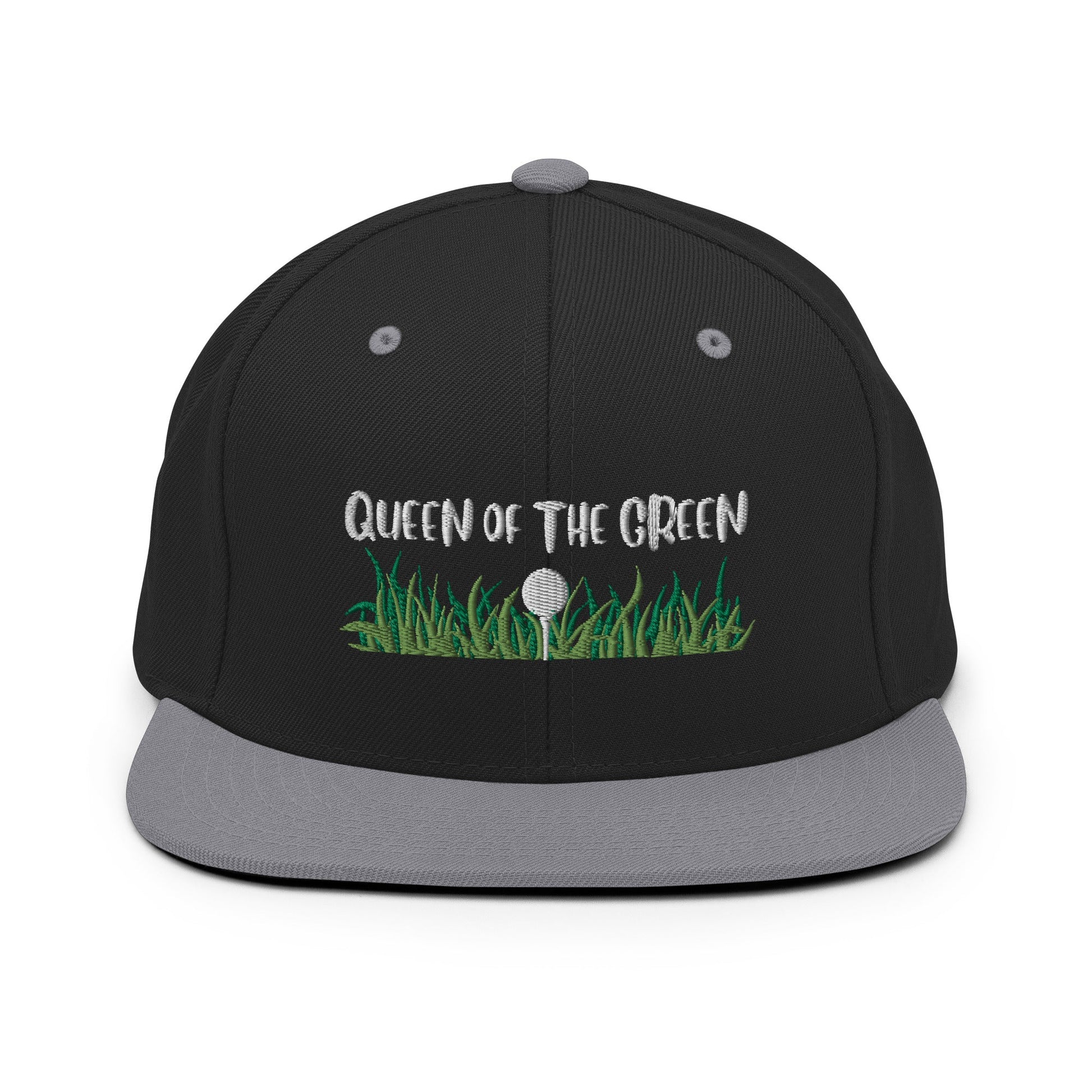Funny Golfer Gifts  Snapback Hat Black/ Silver Queen Of The Green Snapback Hat