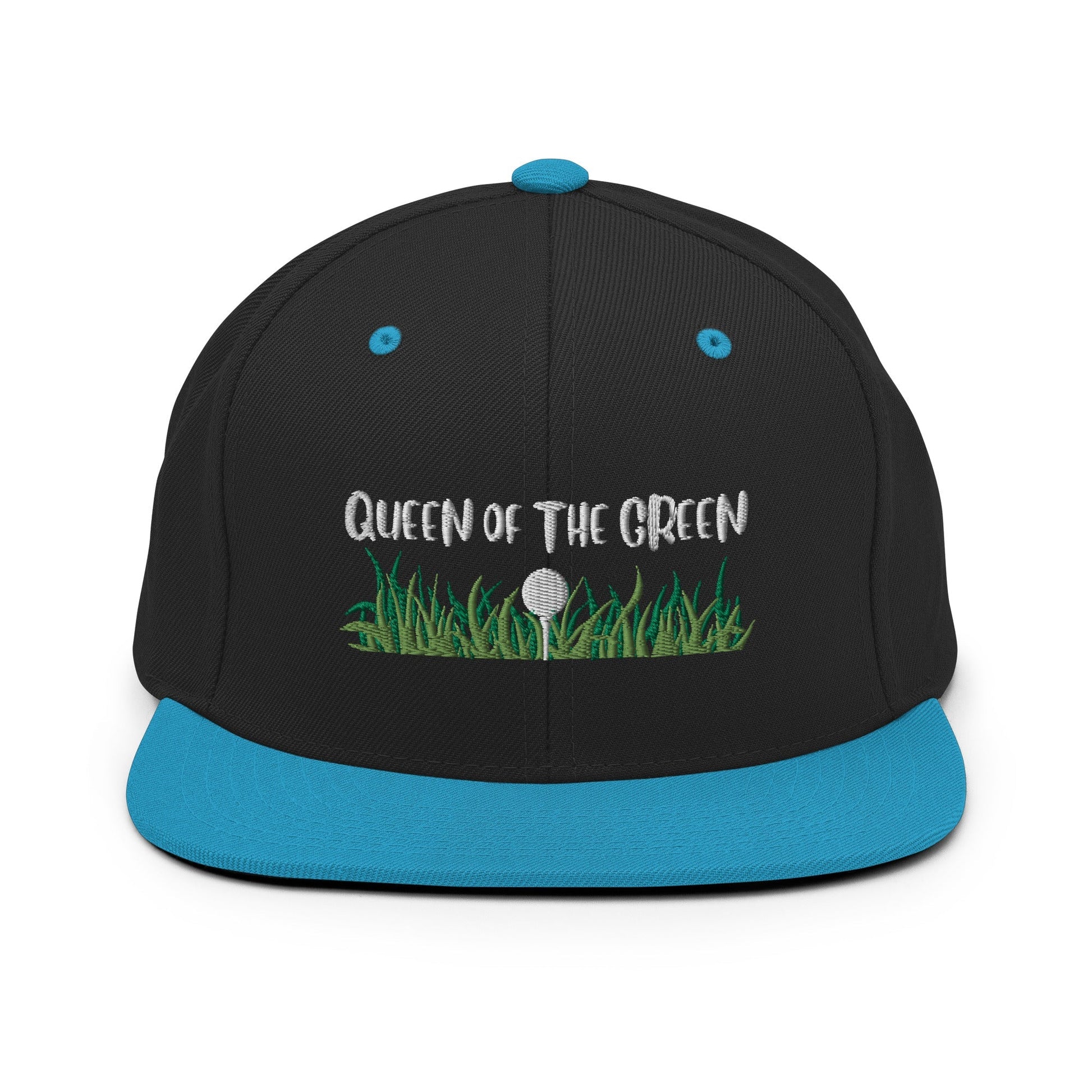 Funny Golfer Gifts  Snapback Hat Black/ Teal Queen Of The Green Snapback Hat