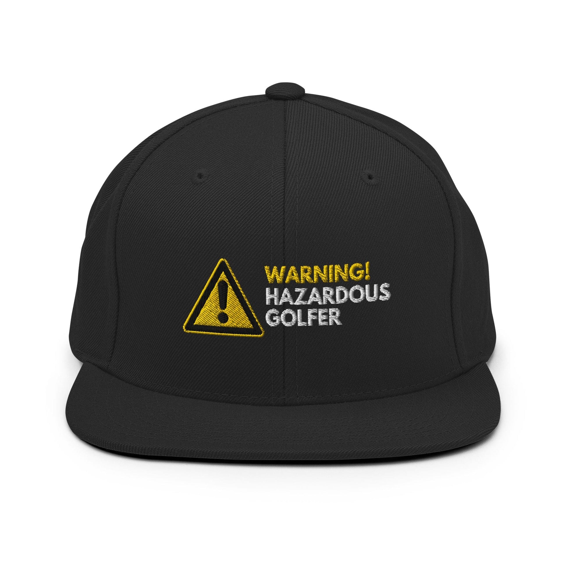 Funny Golfer Gifts  Snapback Hat Black Warning Hazardous Golfer Snapback Hat