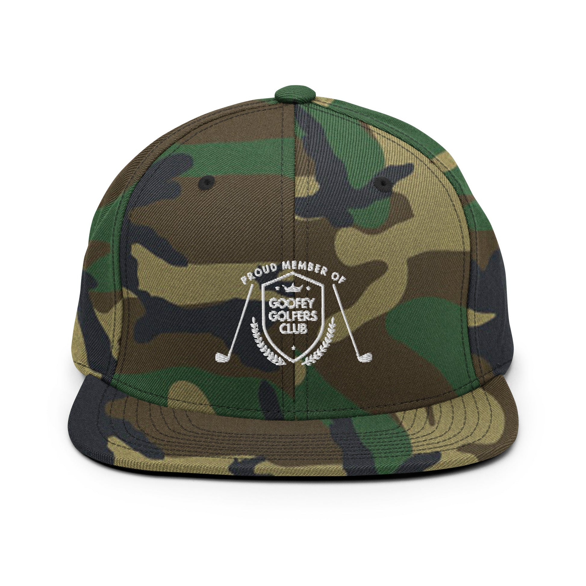 Funny Golfer Gifts  Snapback Hat Green Camo Goofey Golfers Club Snapback Hat