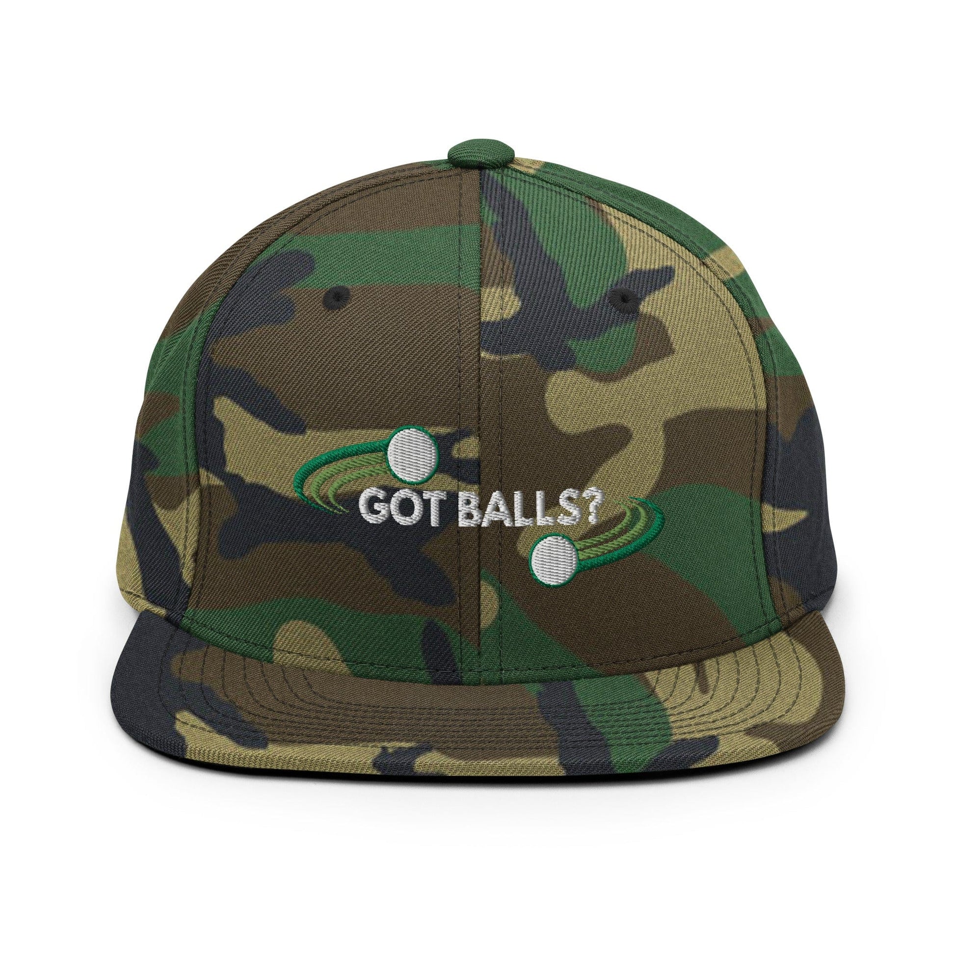 Funny Golfer Gifts  Snapback Hat Green Camo Got Balls Snapback Hat