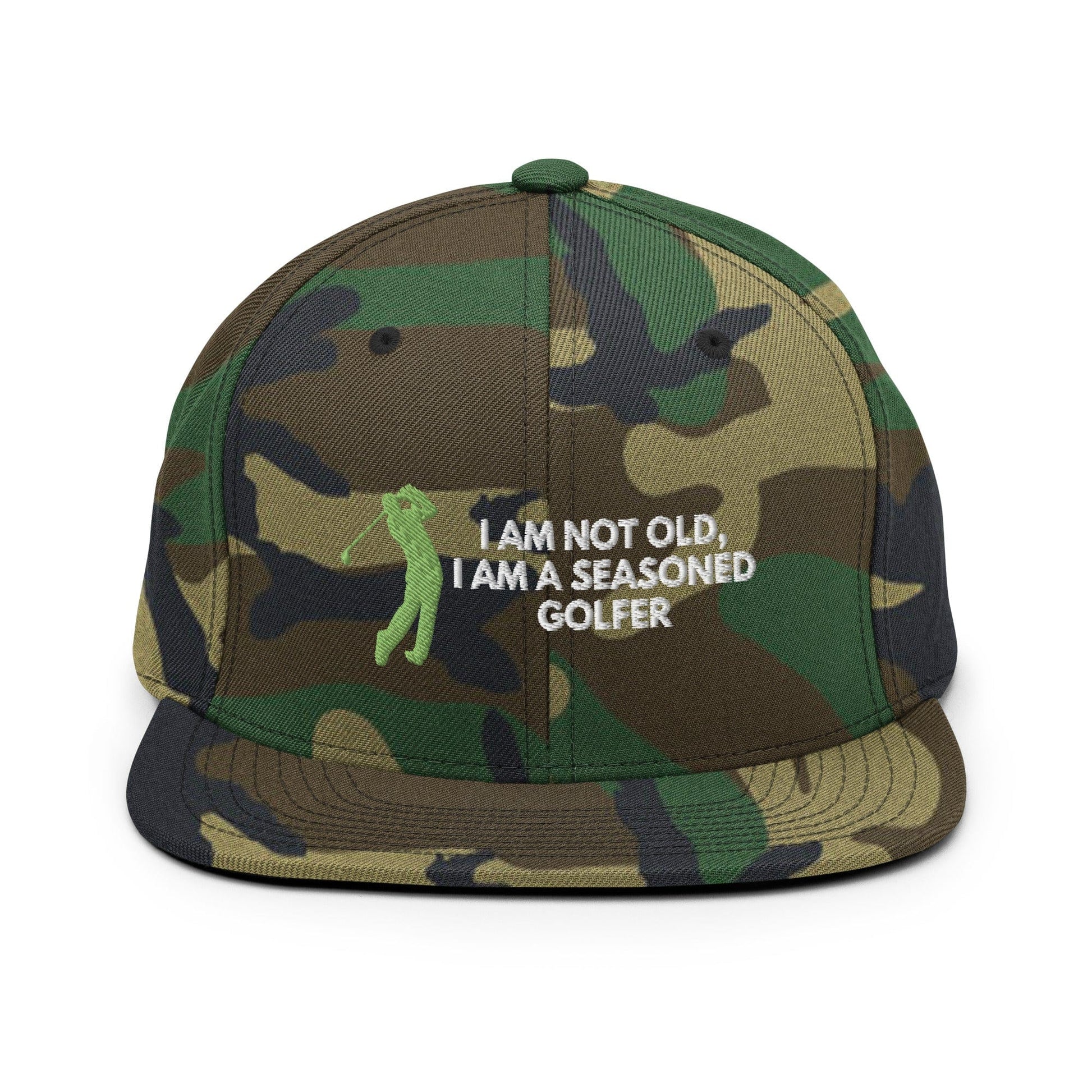 Funny Golfer Gifts  Snapback Hat Green Camo Im Not Old I Am A Seasoned Golfer Hat Snapback Hat