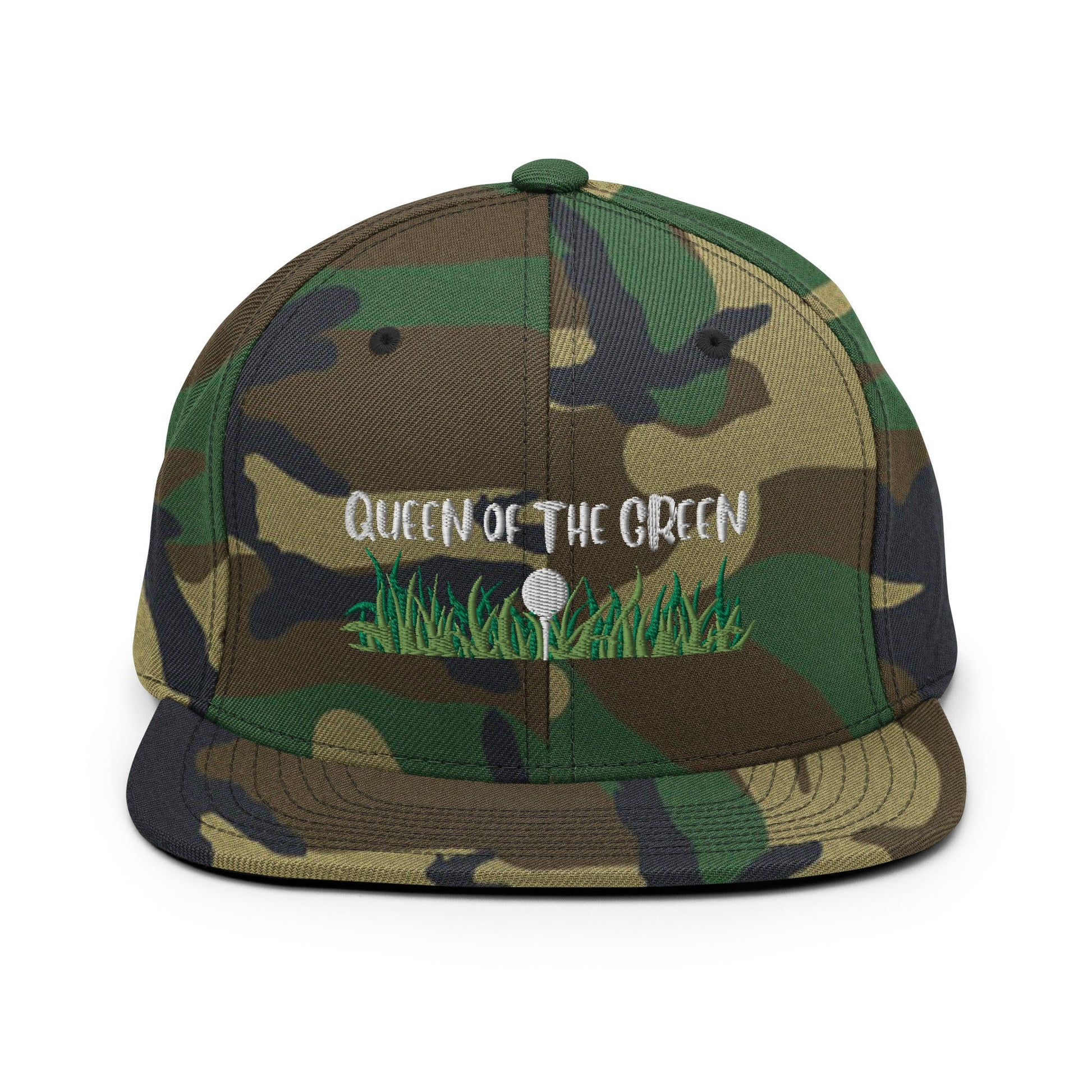 Funny Golfer Gifts  Snapback Hat Green Camo Queen Of The Green Snapback Hat