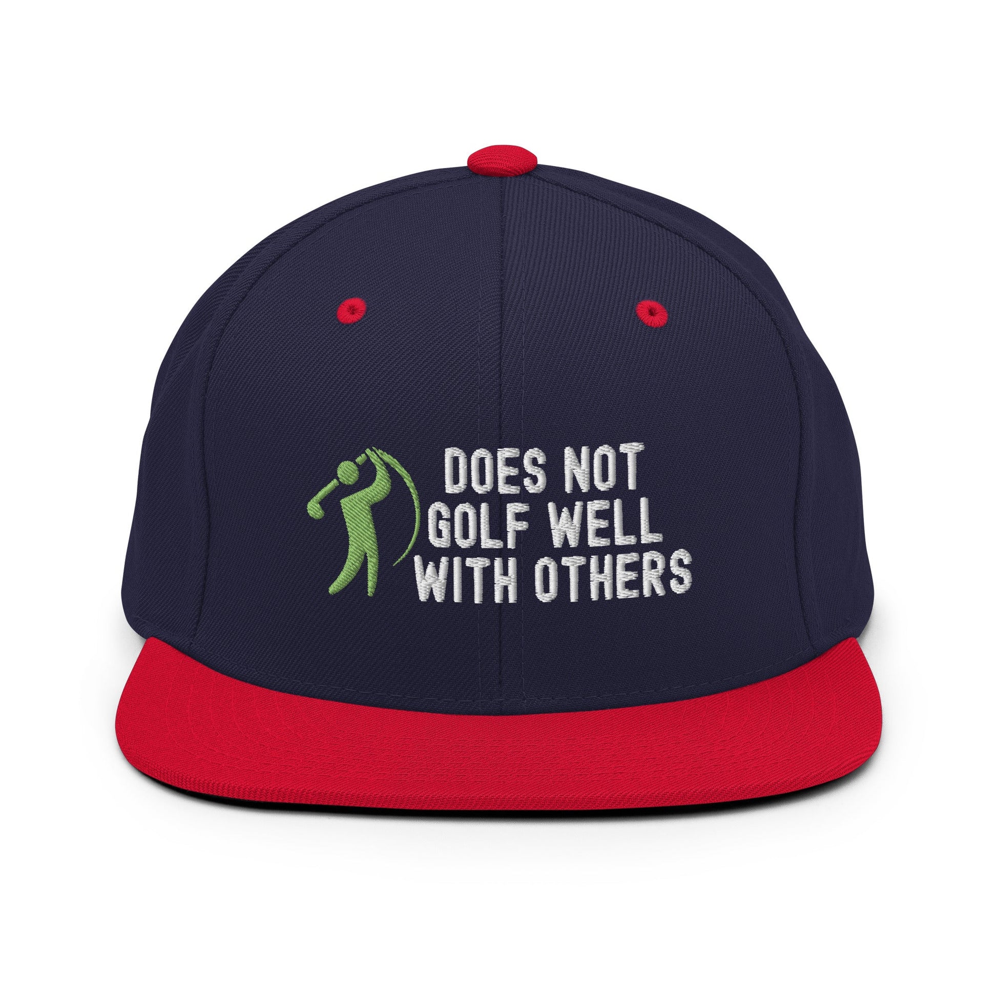 Funny Golfer Gifts  Snapback Hat Navy/ Red Does Not Golf Well With Others Snapback Hat