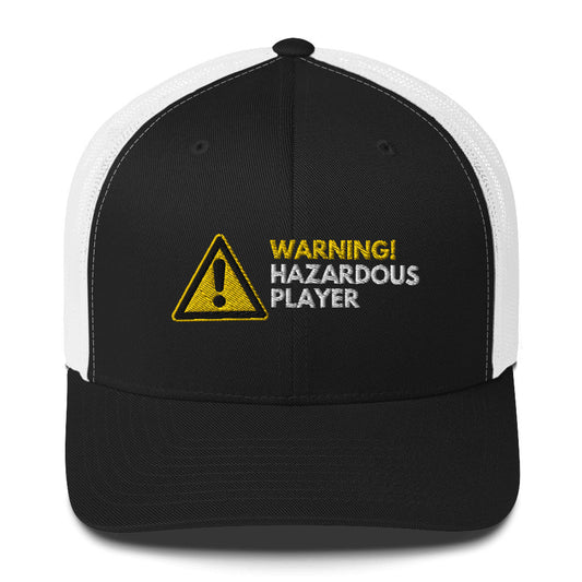 Funny Golfer Gifts  Trucker Hat Black/ White Warning Hazardous Player Trucker Hat