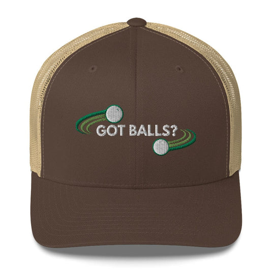 Funny Golfer Gifts  Trucker Hat Brown/ Khaki Got Balls Trucker Hat