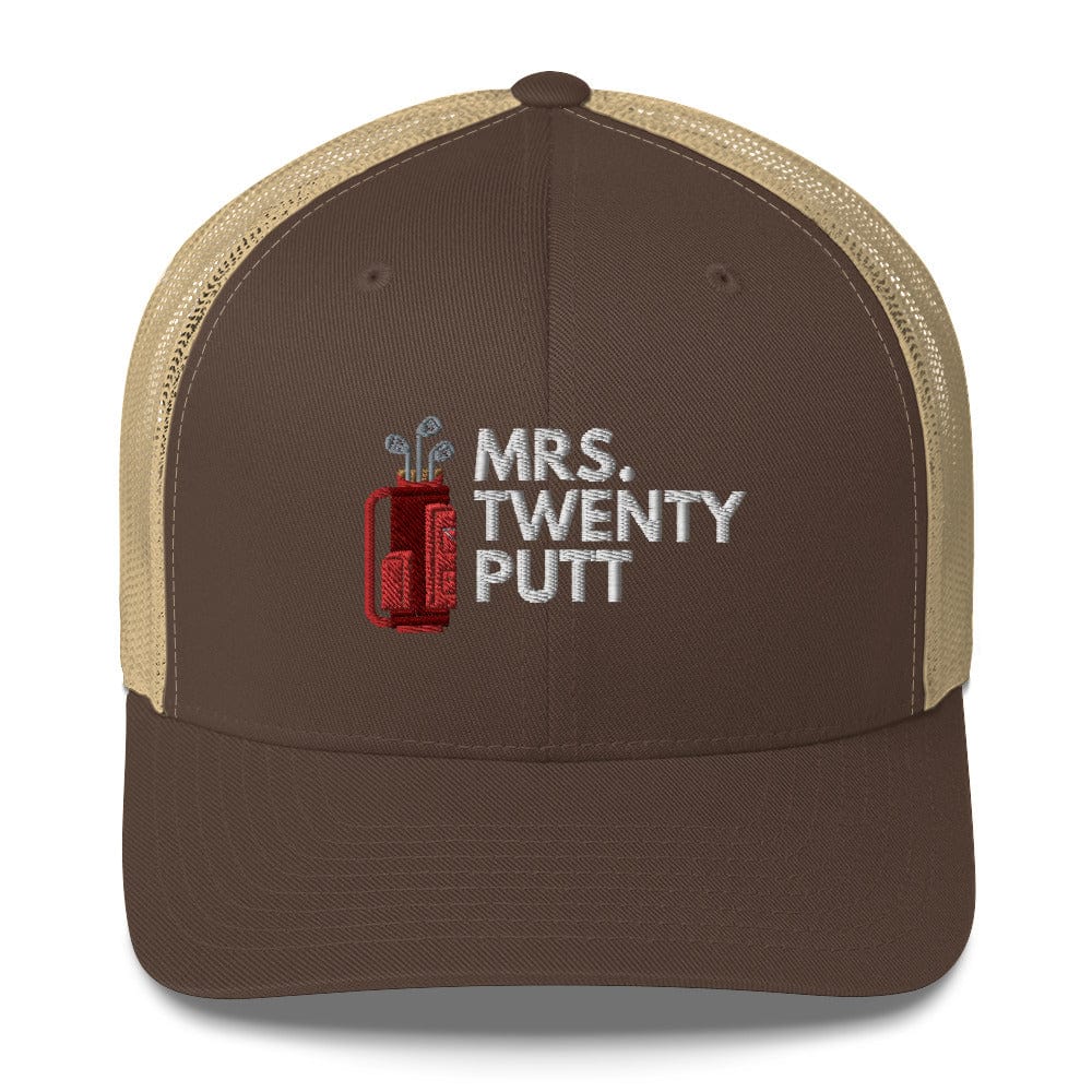 Funny Golfer Gifts  Trucker Hat Brown/ Khaki Mrs. Twenty Putt Trucker Hat
