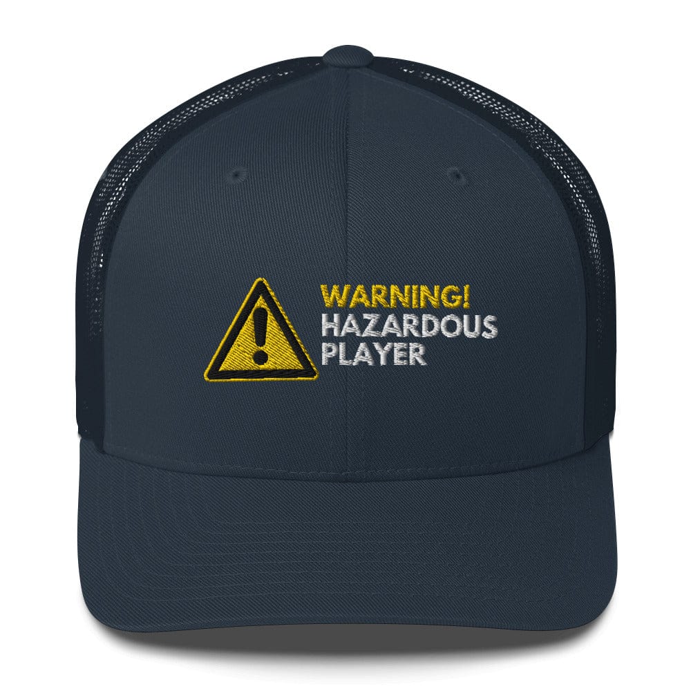 Funny Golfer Gifts  Trucker Hat Navy Warning Hazardous Player Trucker Hat