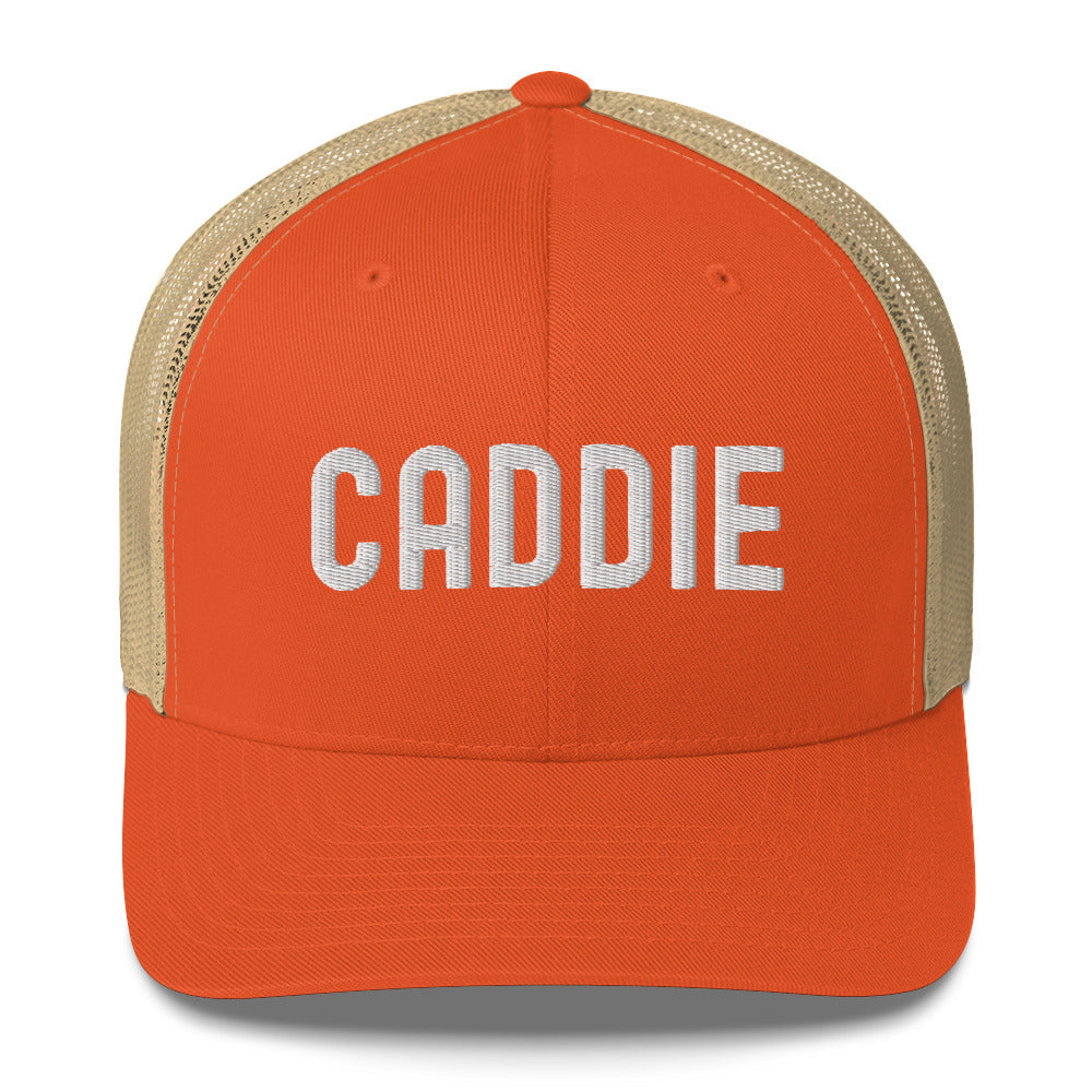 Funny Golfer Gifts  Trucker Hat Rustic Orange/ Khaki Caddie Trucker Hat