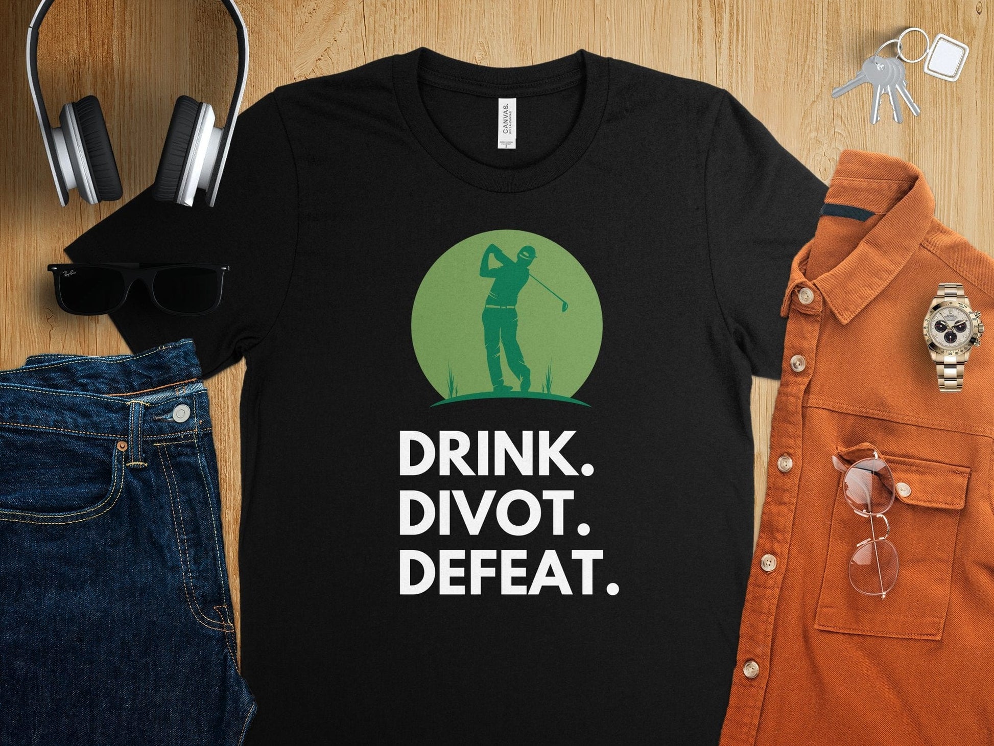 Funny Golfer Gifts  TShirt Drink Divot Defeat Golf T-Shirt