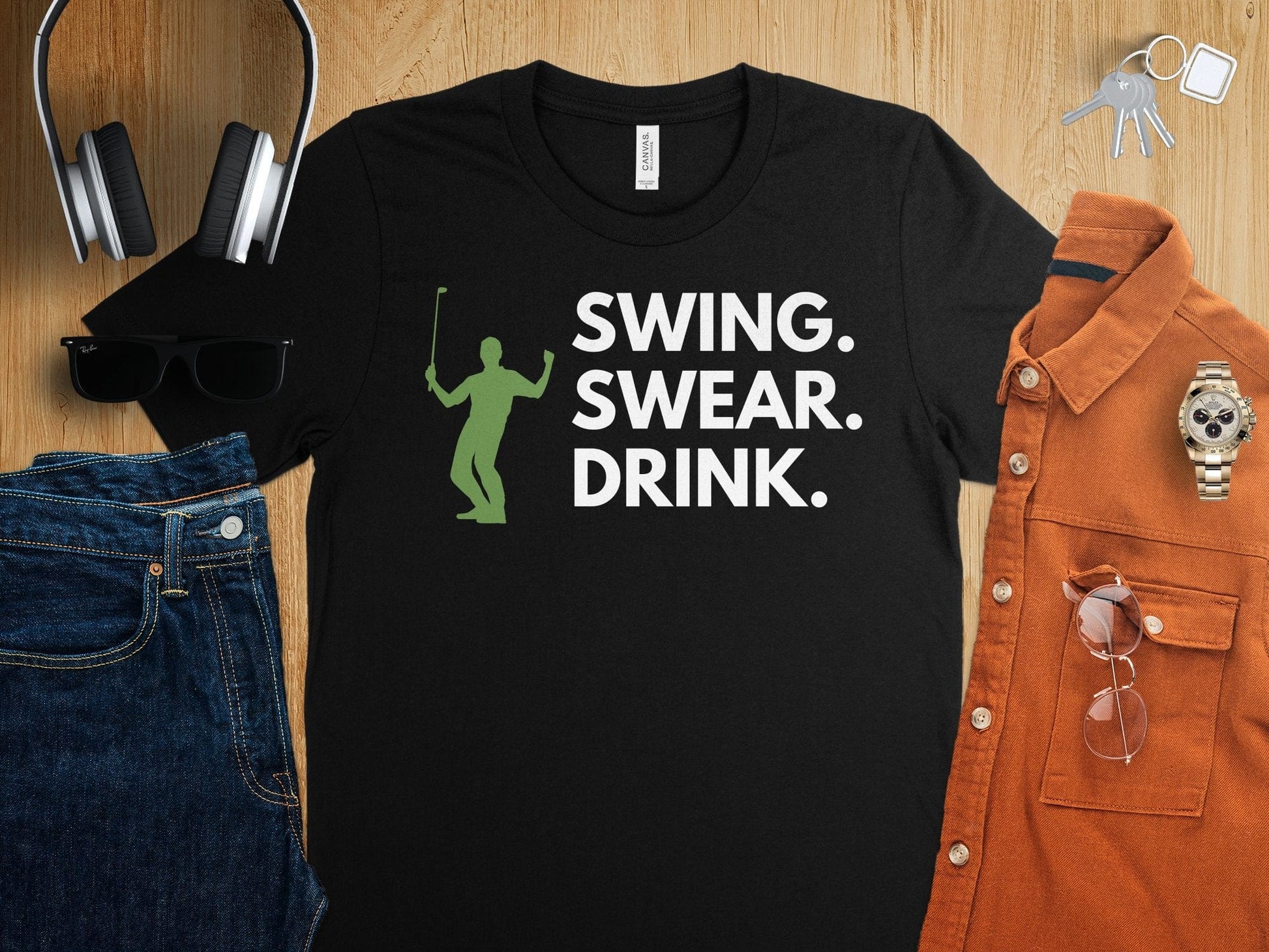 Funny Golfer Gifts  TShirt Swing Swear Drink Golf T-Shirt