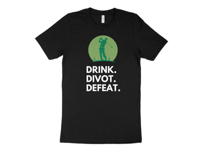 Funny Golfer Gifts  TShirt XS / Solid Black Blend Drink Divot Defeat Golf T-Shirt