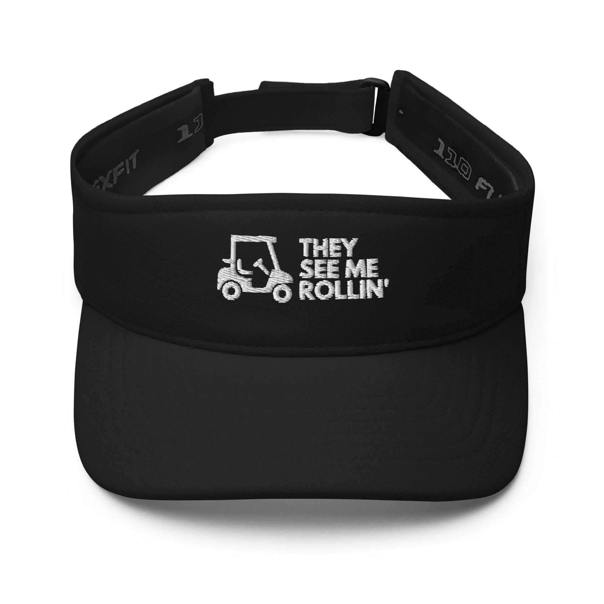 Funny Golfer Gifts  Visor Black They See Me Rollin Golfcart Visor