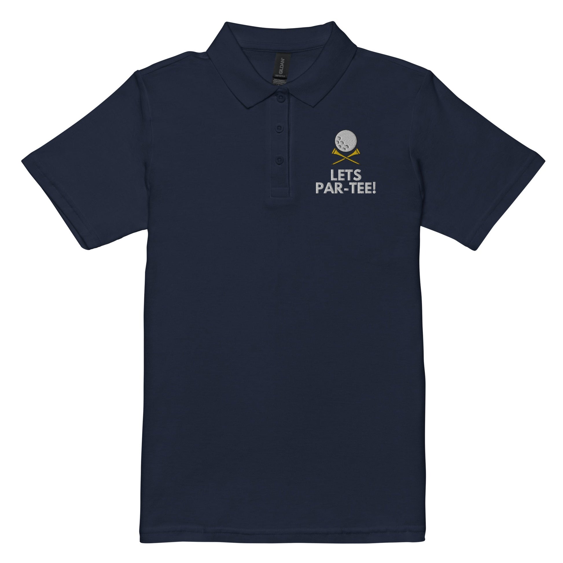 Funny Golfer Gifts  Womens Polo Navy / S Lets Par-Tee Women’s Pique Polo Shirt