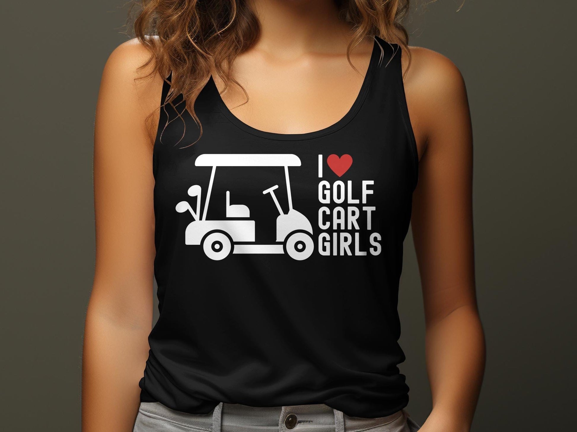 Funny Golfer Gifts  Womens Tank Top I Love Golf Cart Girls Golf Womans Tank Top