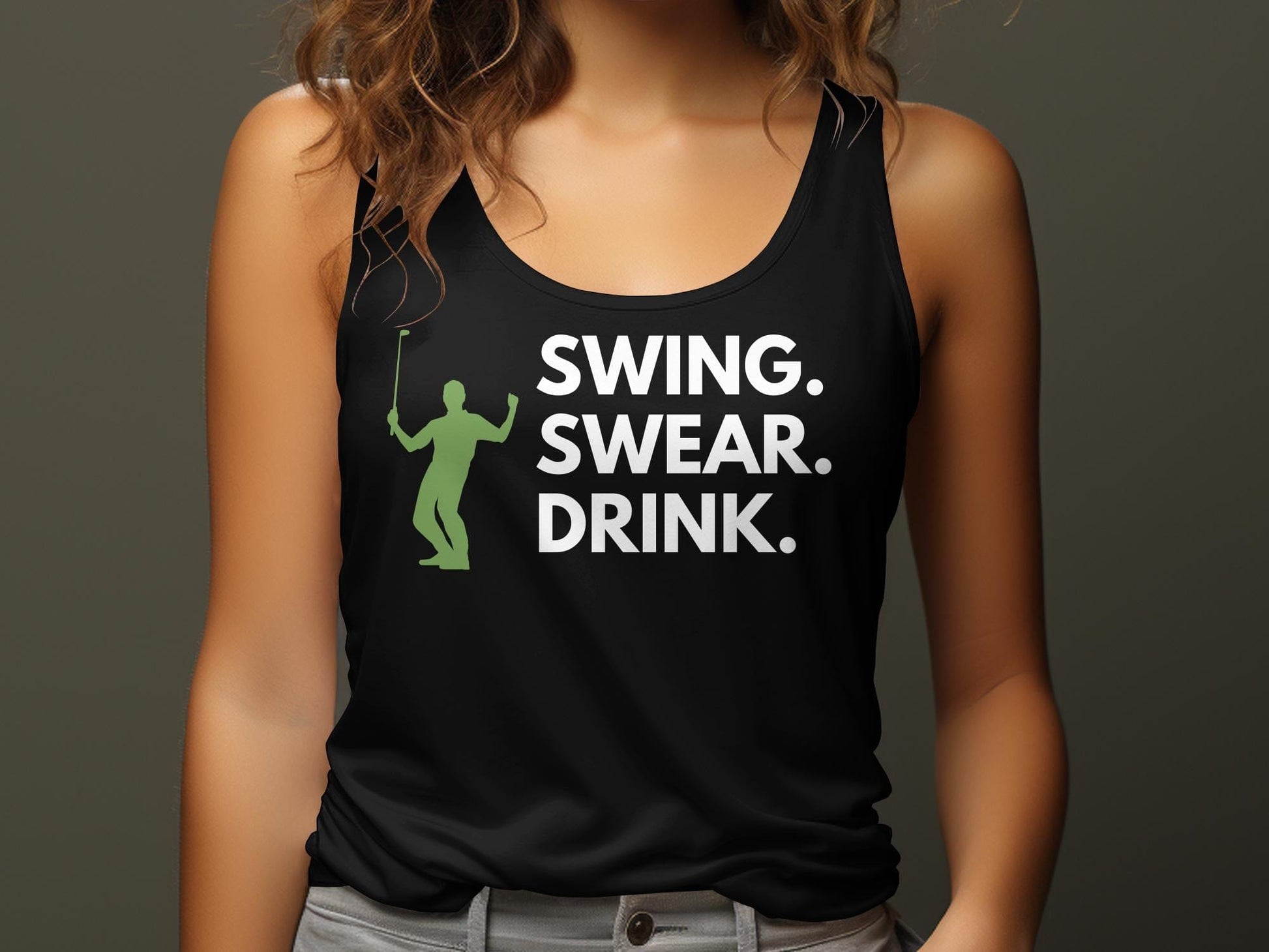 Funny Golfer Gifts  Womens Tank Top Swing Swear Drink Golf Womans Tank Top
