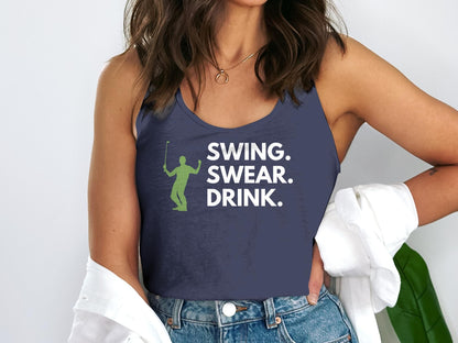 Funny Golfer Gifts  Womens Tank Top Swing Swear Drink Golf Womans Tank Top