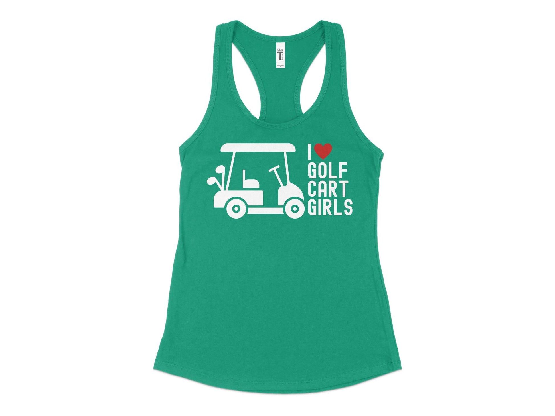 Funny Golfer Gifts  Womens Tank Top XS / Kelly Green I Love Golf Cart Girls Golf Womans Tank Top